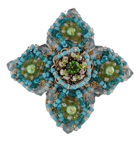 Vintage Maltese Cross Embellished w/ Glass Beads - Picture 2 of 11